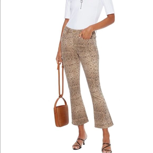 FRAME Le Crop Mini Boot Jeans – Leopard Print, Snake Print Denim, Sz 28 - Picture 1 of 8